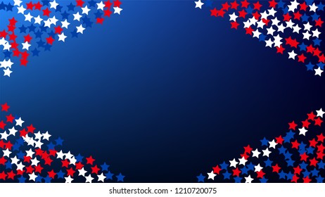 USA Independence Day. Colours of American Flag. . Invitation Background. Banner, Christmas and New Year card, Postcard, Packaging, Textile Print.
