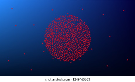USA Independence Day. Colours of American Flag. Red, Blue and White Stars on Blue Gradient Background. Invitation Background. Banner, Christmas and New Year card, Postcard, Packaging, Textile Print.