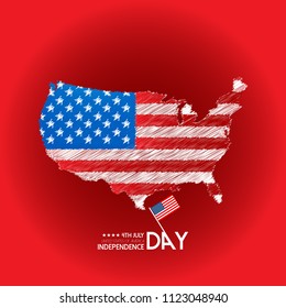 USA Independence day design with map and typography vector 