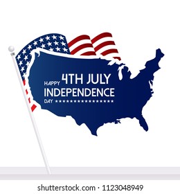 USA Independence day design with map and typography vector 