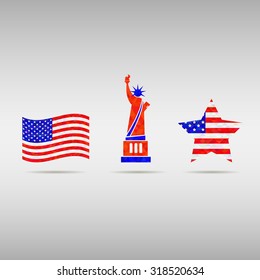 USA Independence day design template elements.  American National holiday signs. flag,  Patriot freedom Concept