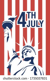 usa independence day with flag and liberty statue vector illustration design