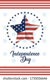 usa independence day with flag in star vector illustration design