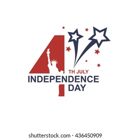 USA Independence Day Flag with Star isolated on white background. United Stated independence day greeting creative typography. sticker design for Independence Day. fourth of july american typography