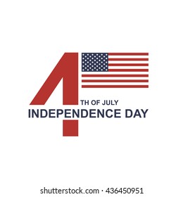 USA Independence Day Flag with Star isolated on white background. United Stated independence day greeting creative typography. sticker design for Independence Day. fourth of july american typography