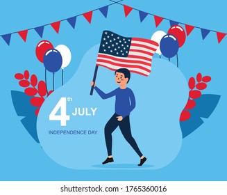 Diseño plano del Día de la Independencia de Estados Unidos