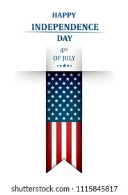 USA Independence Day. Fourth of July greeting card template with american national flag.