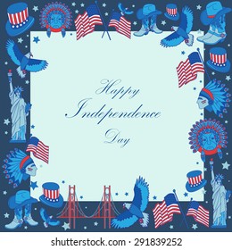 USA Independence day frame. Flat style Illustration.