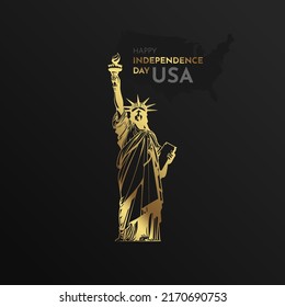 USA Independence Day Golden Statue Greeting