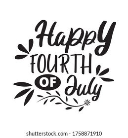 USA Independence Day greeting card with brush stroke background in United States national flag colors and hand lettering text 4th of July. Vector illustration.