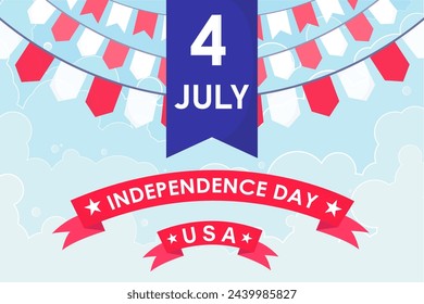 Usa independence day  greeting card, banner. 4 st of July national holiday design. Simple vector illustration.
