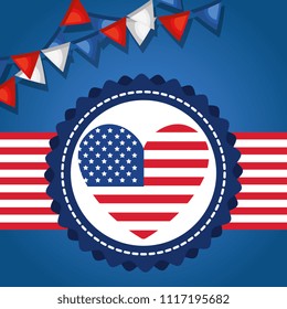 USA independence day with heart