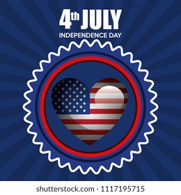 USA independence day with heart