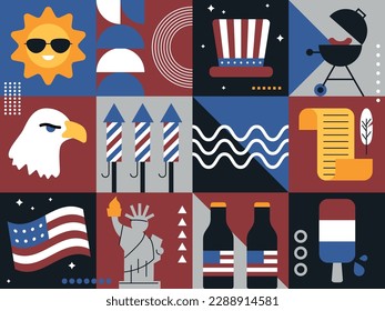 USA Independence day holiday. 4 of July. United States symbols. American Patriotic Fourth of July Background. American national day. Fourth of July Independence Day