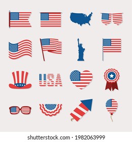 usa independence day icon set