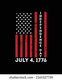 USA Independence Day July 4, 1776 T-shirt, American Flag Vector Distress Texture Retro Vintage Design