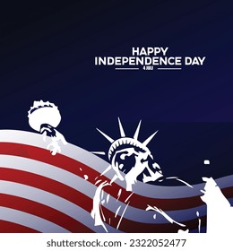 USA independence day july fourth celebration card with liberty statue emblem on red blue and white colors vector illustration graphic design