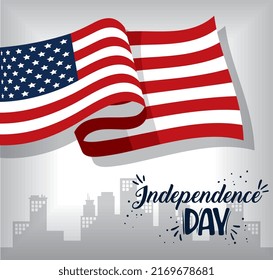 Usa independence day lettering poster