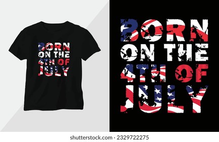 USA independence day lettering written with artistic calligraphic fonts and decorated with graphics 