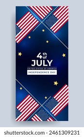 USA Independence Day Modern Vertical Social Media Banner Dark Blue Background