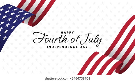 USA Independence Day on white background. 4th of july lettering banner with american flag. Holiday celebration design. Vector illustration