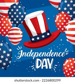 Usa independence day postcard with hat