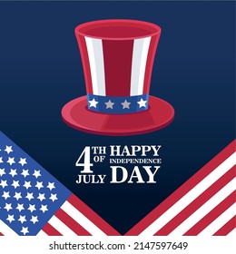 usa independence day postcard with tophat