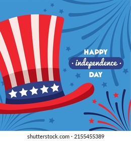 Usa independence day postcard with tophat
