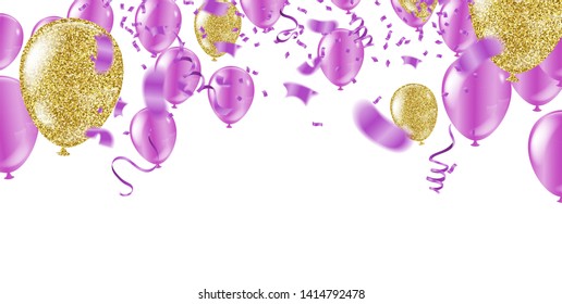 USA Independence day poster with air balloons Golden
and with a garland from American flags. American Memorial Day celebration poster