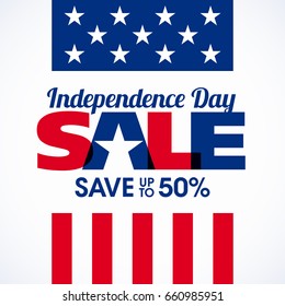 USA Independence Day Sale banner. Fourth of July celebration. Vector illustration.