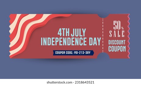 USA Independence Day Sale Poster Coupons ticket and Coupon code design concept Vector Illustration.