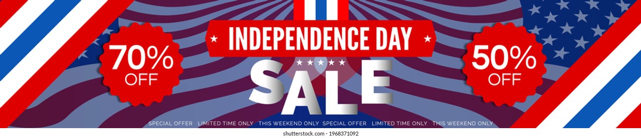 USA independence day sale special offer 4th of july  horizontal banner design vector illustration