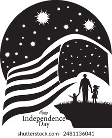 USA Independence Day Silhouette Vector Art