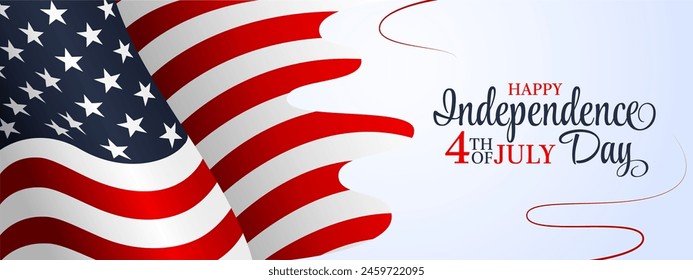 USA Independence Day template with waving flag and sign