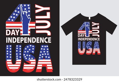 USA Día de la Independencia T-Shirt Design Archivo de Vector, 4 de julio T-Shirt Design, 4 de julio Día de la Independencia Patriotic Symbols USA. Celebración nacional Cuatro de julio feriado federal de los Estados Unidos. 