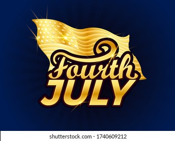 USA Independence Day Vector Background. 4th of July. Golden Color Effect and Golden American Flag for banner, poster, advertisement, promotion, voucher, brochure, discount, sale, template