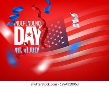 USA Independence Day Vektor Grußkarte mit Flagge und Inschrift