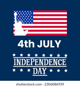 USA Independence Day Vector Illustration Hand Drawn creative with Flag Symbol.Independence day of America. 4th Of July