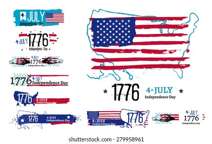 USA independence day vector illustration set