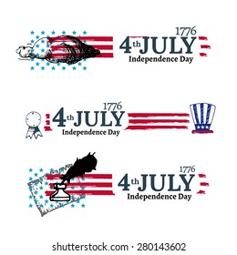 Usa Independence Day vector illustration set
