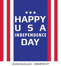 USA independence day vector poster banner design. Happy 4th of July United States of America American country independence holiday template with flag red white stripes and typography for celebration
