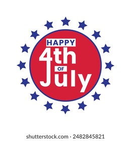 USA independence day vector poster banner design. Happy 4th of July United States of America American country independence holiday logo concept template with typography and stars for celebration 