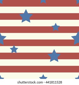 USA Independence Day vector seamless pattern with stars and stripes