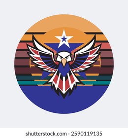 USA independence symbol majestic eagle on a retro canvas
