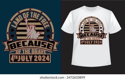 USA Independent day (4th July) vector t shirt design. Fully editable vector graphic and print ready file. United States 1776 T-Shirt Design Template.