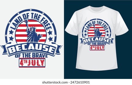 USA Independent day (4th July) vector t shirt design. Fully editable vector graphic and print ready file. United States 1776 T-Shirt Design Template.