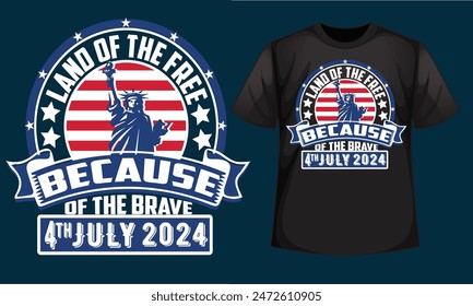 USA Independent day (4th July) vector t shirt design. Fully editable vector graphic and print ready file. United States 1776 T-Shirt Design Template.
