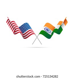 USA and India flags. Vector illustration.