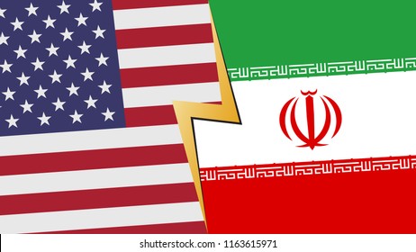 Usa and Iran financial, diplomatic crisis concept. 