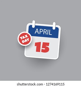 USA IRS Tax Day Icon - Calendar Design Template - Tax Deadline, Due Date for Federal Income Tax Returns: 15th April